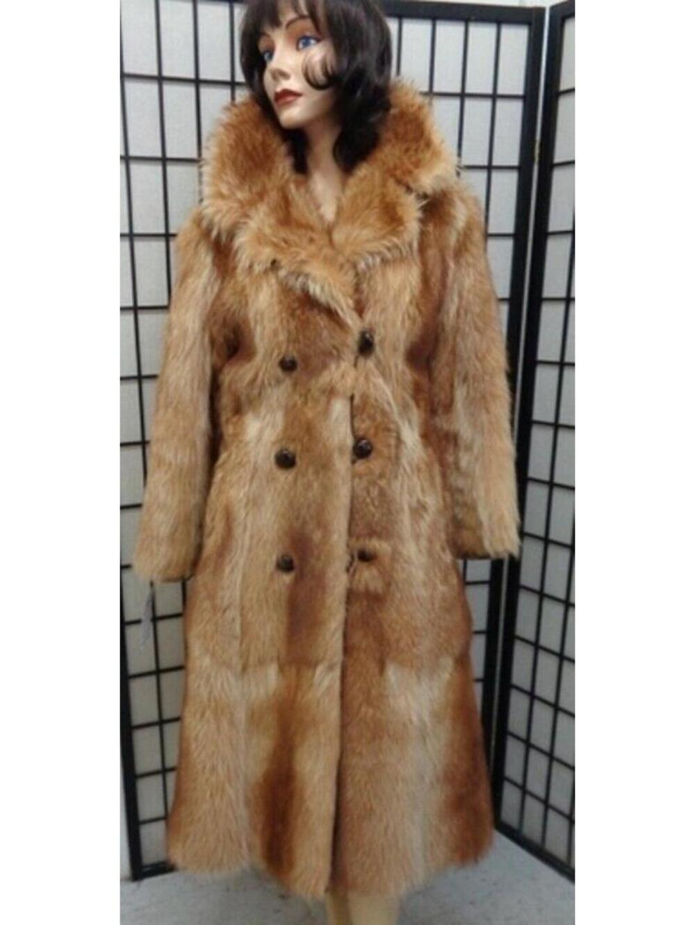 MINT NATURAL TANUKI RACCOON RACOON FUR COAT JACKET WOMEN WOMAN SIZE 2-4 PETITE